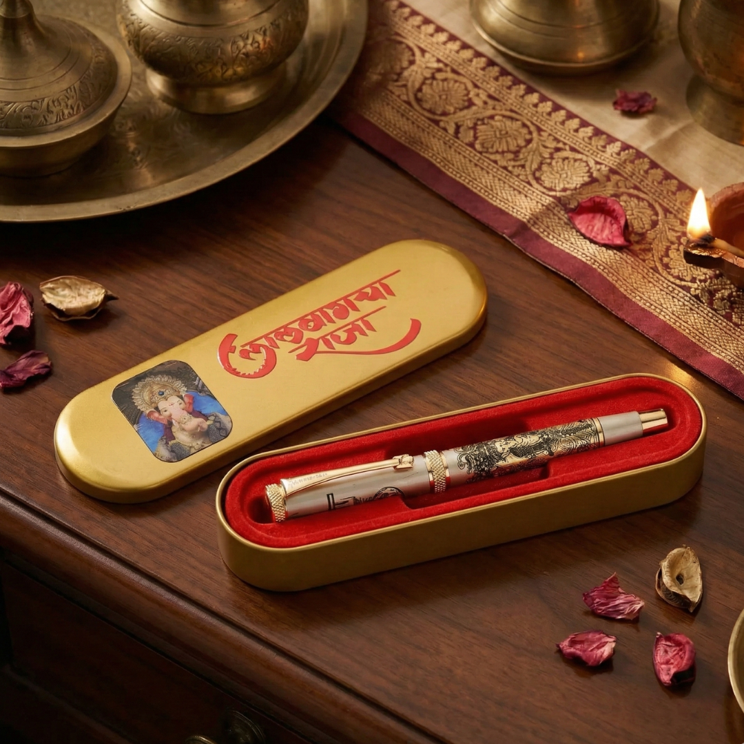Lalbaug cha Raja Etched Roller Pen