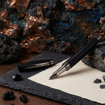 Picasso Parri Orante Roller Pen | Matte Black Metal Roller Ball Pen with Free Refill